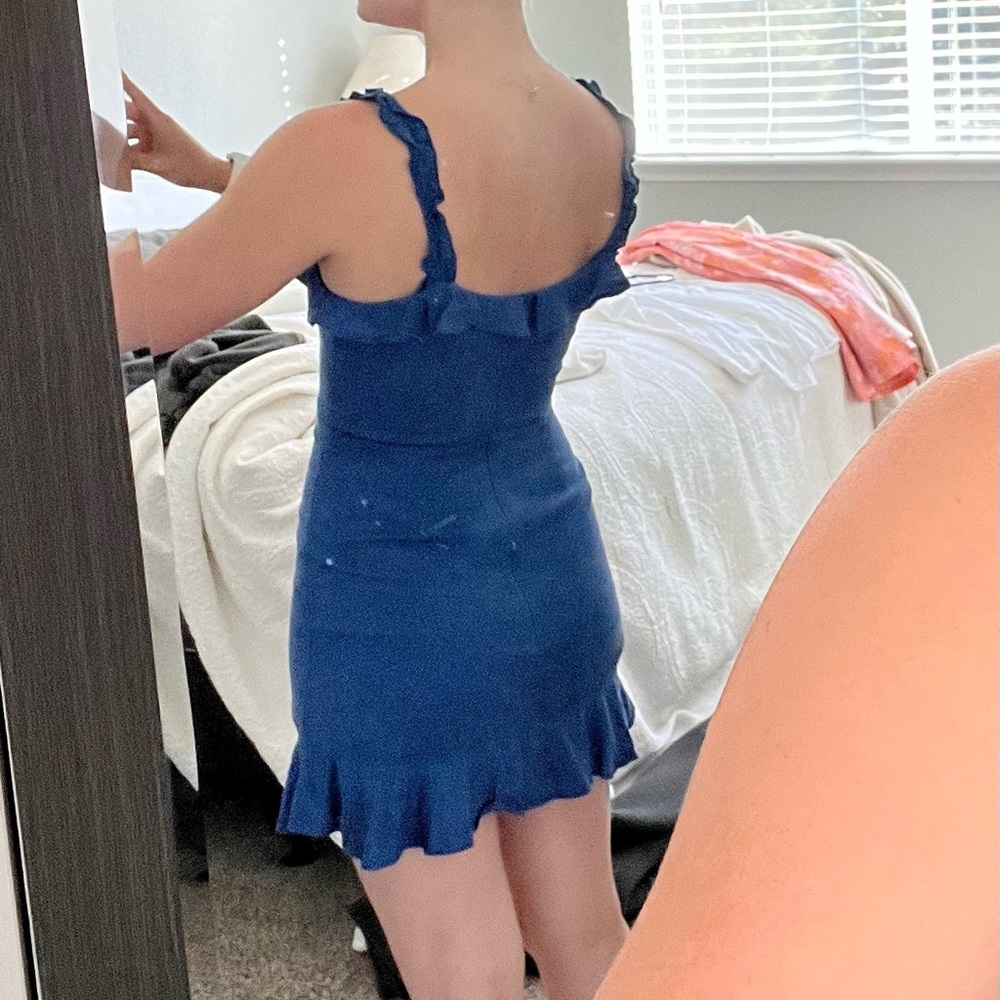 Navy Ruffle Dress - Picture 3 of 3